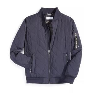 Men's Quilted Baseball Bomber Jacket with Rib-Knit Trim